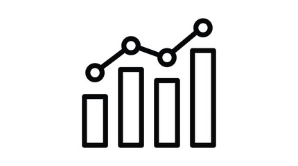 Obraz premium Minimalist black and white vector illustration showing a trending financial chart with rising column bars