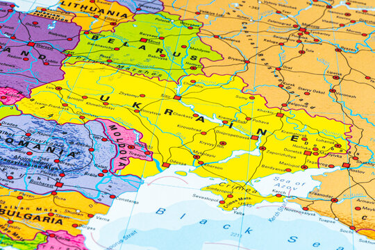 Political map of Ukraine and neighboring Eastern European countries