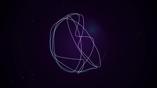 Glowing Neon Spirograph Animation Pulsing in a Dark Space Background with Floating Particle Effects