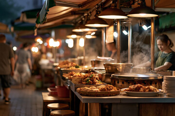 Obraz premium Night food market atmosphere in Taipei Taiwan