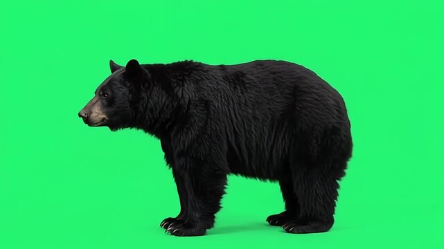 Ursus Americanus on green screen background.