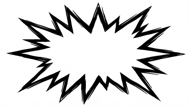 Hand drawn comic book style explosion speech bubble isolated on white background.