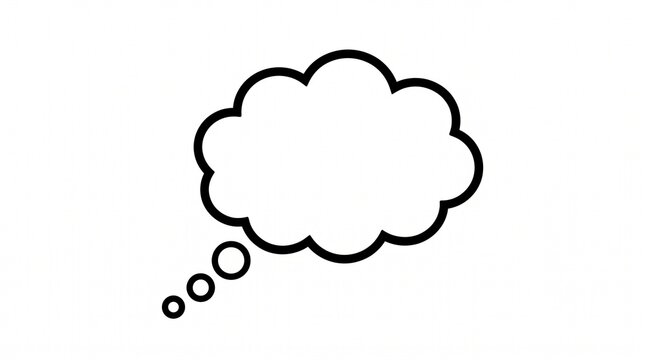 A simple black and white thought bubble icon for communication and ideas.