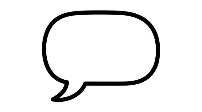 A simple black and white speech bubble icon for communication and messaging.