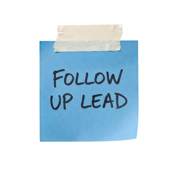 Blue sticky note with follow up lead text