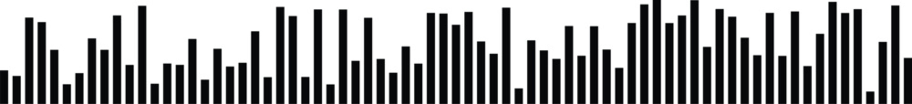 Black and white abstract audio frequency bar chart graphic