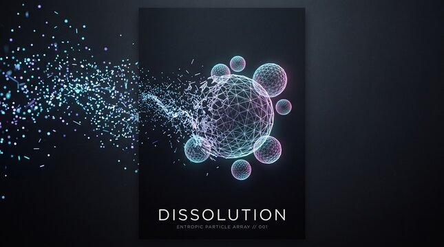 Futuristic Glowing Wireframe Sphere Dissolution Poster Mockup