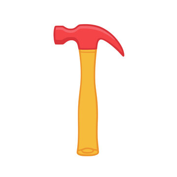 Red and yellow hammer isolated on transparent background