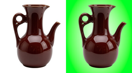 Glossy brown ceramic pitcher
