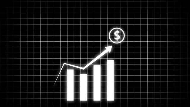 White  color Animated of graph chart icon with dollar sign. suitable for Abstract business graph icon animation background. Animated of graph chart icon with dollar sign .suitable for business 