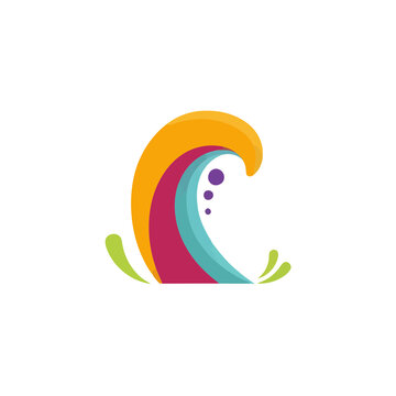 Abstract colorful wave shape with dots