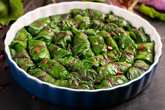 Homemade Beet Leaf Rolls with Rice and Herbs