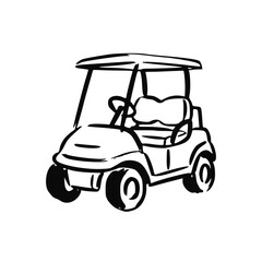 Fototapeta premium Golf Cart Handdrawn Line Art Sketch Illustration