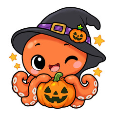 Cute Halloween octopus cartoon © PHONGSAK