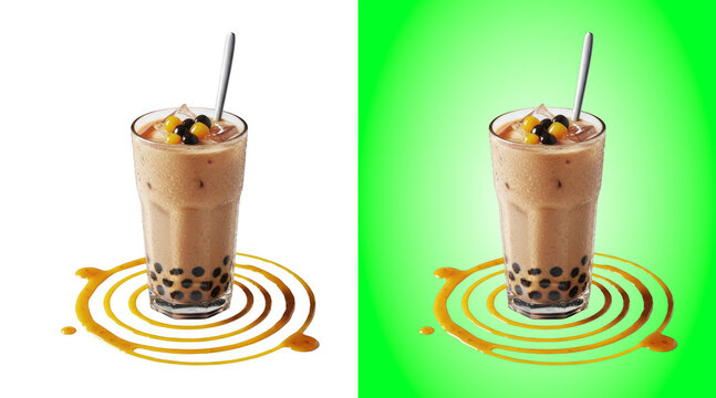 Iced milk tea with tapioca pearls studio shot