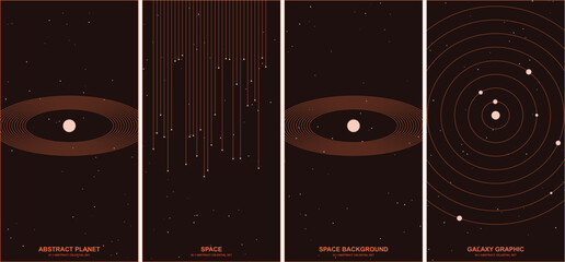 Brown celestial map shows stylized planetary rings in space. © MST SHILPI