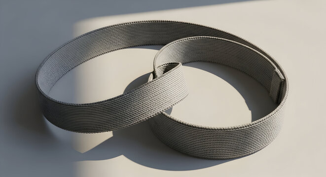 Intricately Designed Intertwined Rings with Abstract Patterns Cast in Soft Light and Shadow Creating a Modern Aesthetic