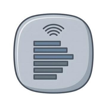 Smart wall thermostat icon with wireless connectivity symbol and temperature level indicator