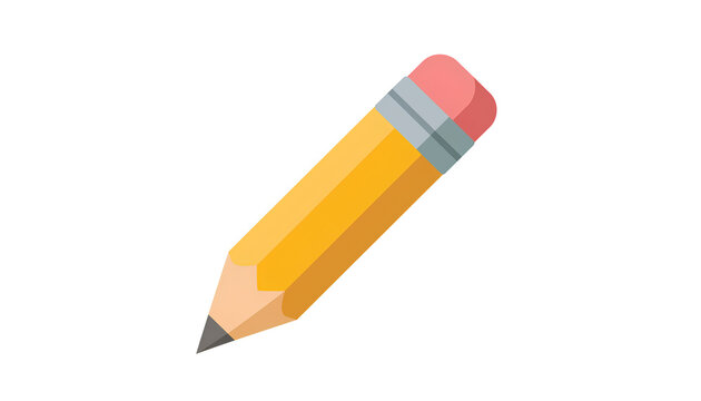 Classic Yellow Wooden Pencil Flat Vector Illustration Isolated