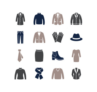 Winter Clothing Icons Collection for Fashion Design and Apparel Branding