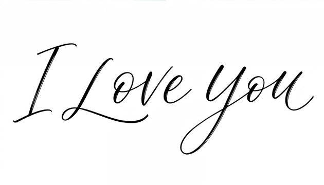 Elegant black cursive calligraphy handwriting spelling i love you with graceful