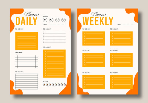 Daily and Weekly Planner Template with To Do List Mood and Habit Tracker