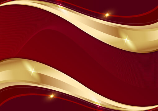 premium elegant dark red and gold curve for corporate certificate background vector template