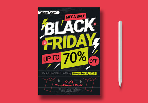 Bold Black Friday Mega Sale Promotional Flyer