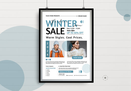 Clean Winter Sale Flyer Template Design
