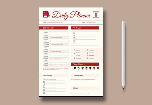 Minimal Daily Planner Schedule Organizer Template