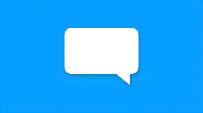A white speech bubble icon set against a vibrant blue background, symbolizing communication, messaging, and chat concepts
