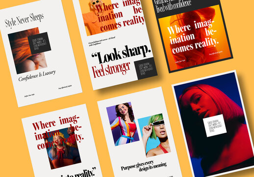 Fashion Social Media Template Collection with Bold Typography and Creative Layout