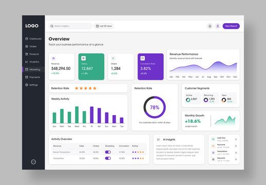 Modern Business Analytics Dashboard UI Template