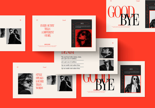 Monochrome Fashion Mood Board Presentation Template
