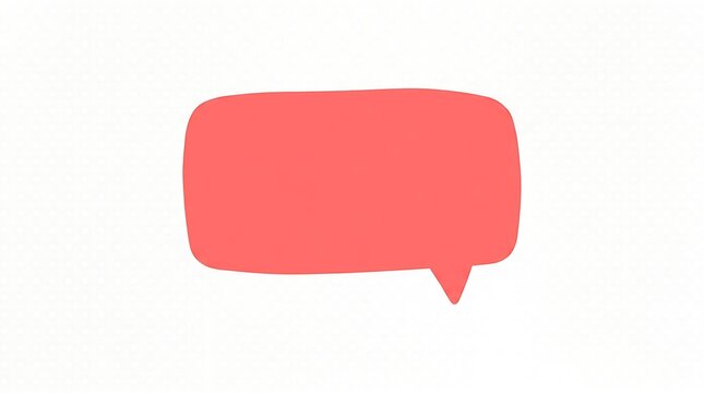 Hand drawn coral pink speech bubble illustration isolated on a white background representing communication ideas and concepts for dialogue and conversation themes