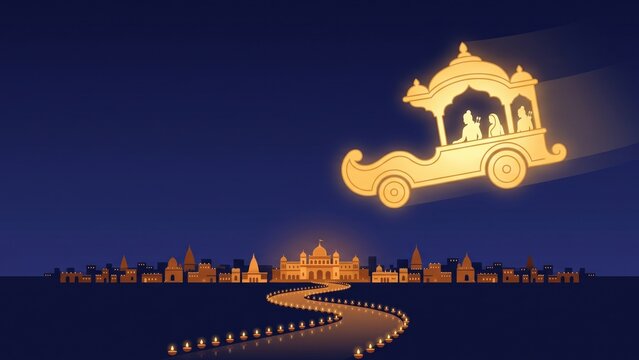 Pushpaka Vimana &ndash; Rama and Sita Returning to Ayodhya
