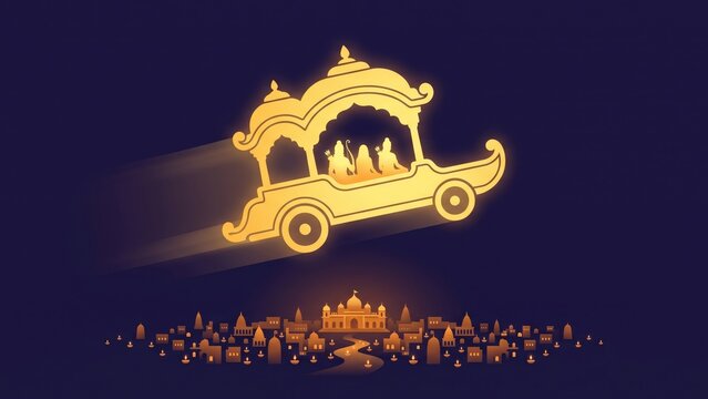 Pushpaka Vimana &ndash; Rama and Sita Returning to Ayodhya
