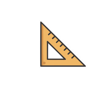 Yellow triangle ruler with measurement markings