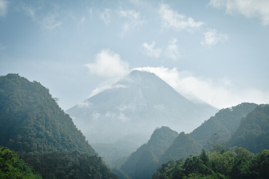 Mt.Merapi landscape with clouds