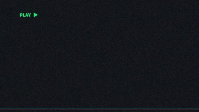 Vintage Damaged VHS Tape TV Static Noise with PLAY Text and Tracking Glitch Loop