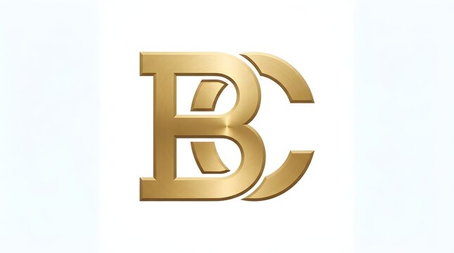 Elegant golden 'BC' monogram logo, professional graphic design for premium branding, modern abstract initial mark