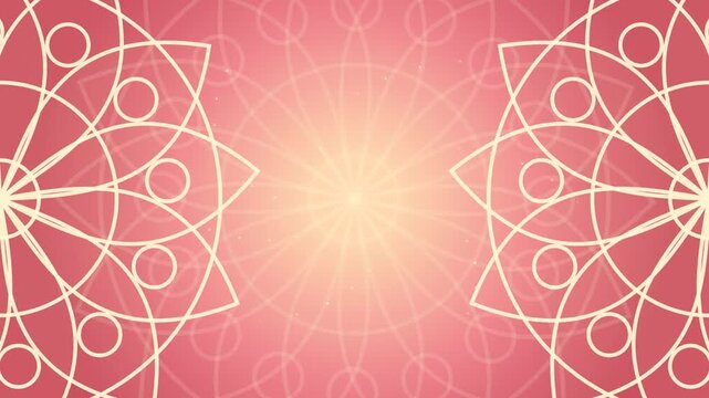 Pink Mandala Background Motion Graphics With Light Rays.