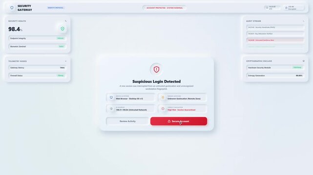 Modern digital login dashboard interface with clean glassmorphism style