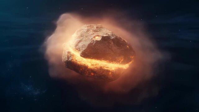 Molten rock smolders amid swirling smoke and drifting embers in a dark atmospheric space. Science education, geology documentaries, and volcanology content.