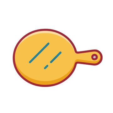 Yellow hand mirror icon with red border