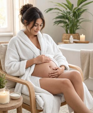 Pregnant Woman Relaxing During Wellness Spa Retreat
