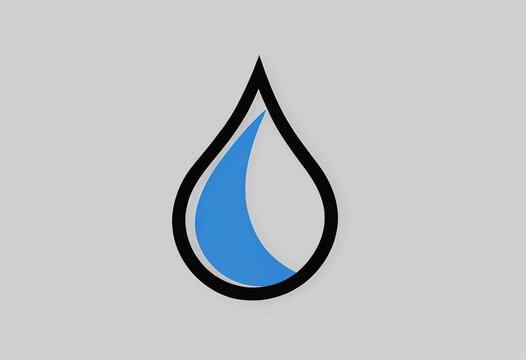 Simple blue water drop icon, clean minimalist liquid symbol for nature and hydration