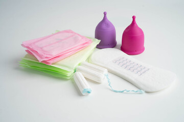 Sanitary hygiene set for women menstrual period cycle protection. © manassanant
