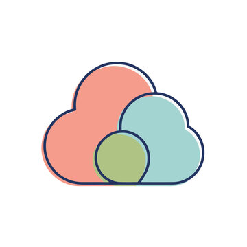 Abstract cloud shapes with outlines