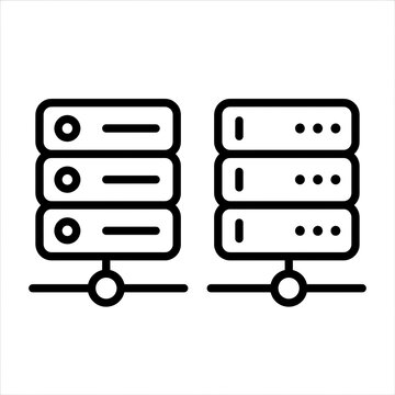 Two server rack icons representing data storage and network connectivity technology